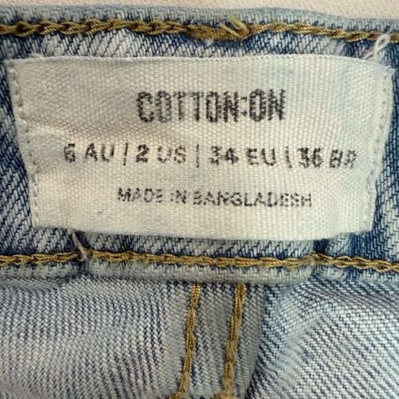 Cotton On Slim Straight Jeans Women’s Size 2 Light Wash High Rise Denim - Picture 6 of 9